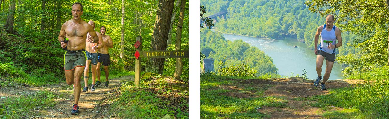 Runners pass Concho Overlook and return to the finish line during the New River Gorgeous Trail Run at ACE Adventure Resort in West Virginia.
