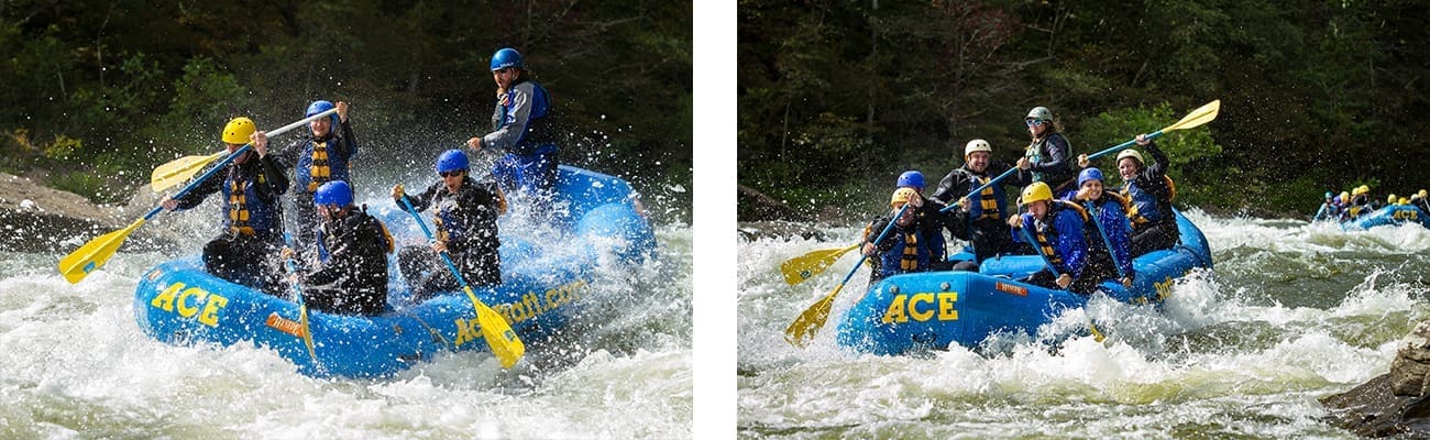 Wave trains and white water rafting on the Lower Gauley River in West Virginia with ACE Adventure Resort.