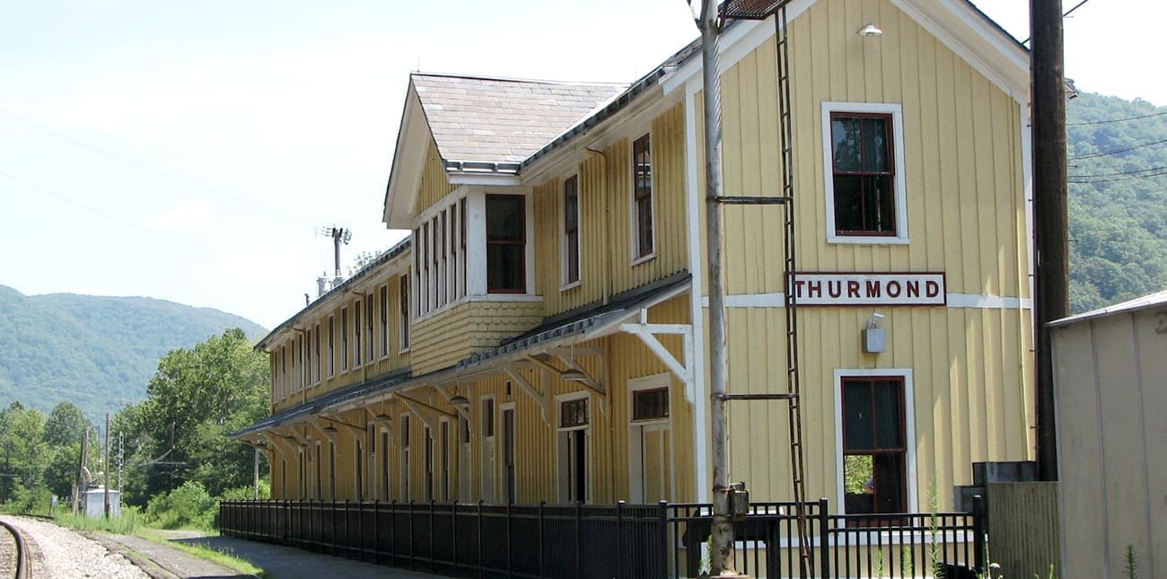 Touring the old town of Thurmond, WV in the New River Gorge across the river from ACE Adventure Resort.