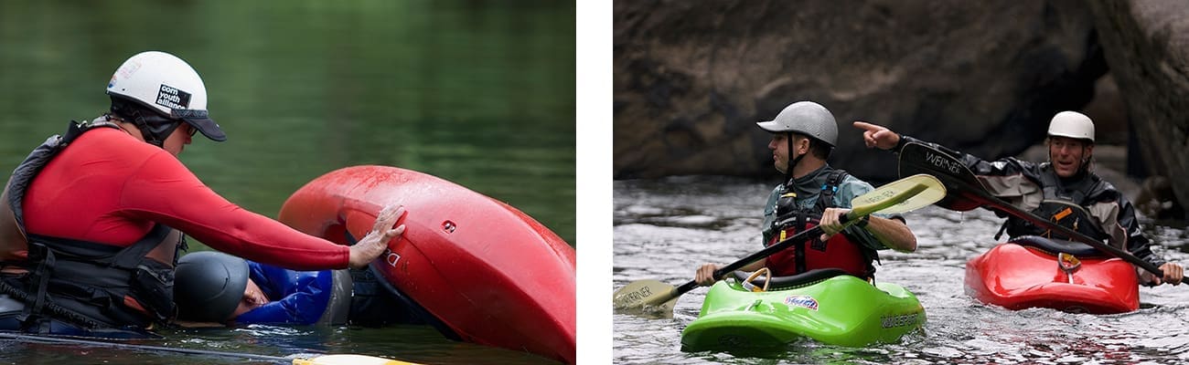 Katak instruction clinics for beginners and different skill levels on the New River with ACE Adventure Resort.