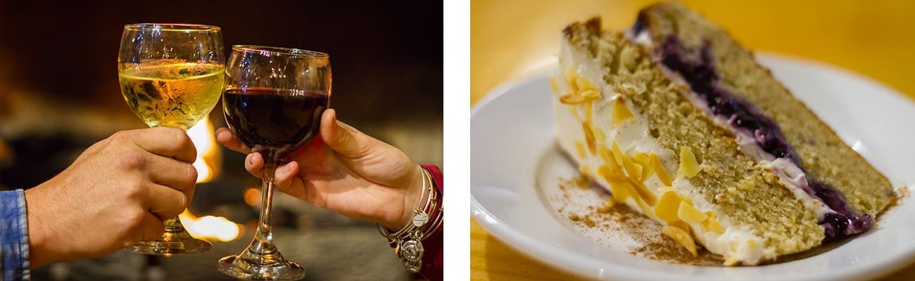 Wine and desserts, plus a dinner buffet, at ACE Adventure Resort in West Virginia.