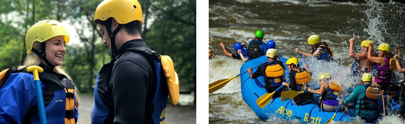 A couple goes rafting together with ACE Adventure Resort.