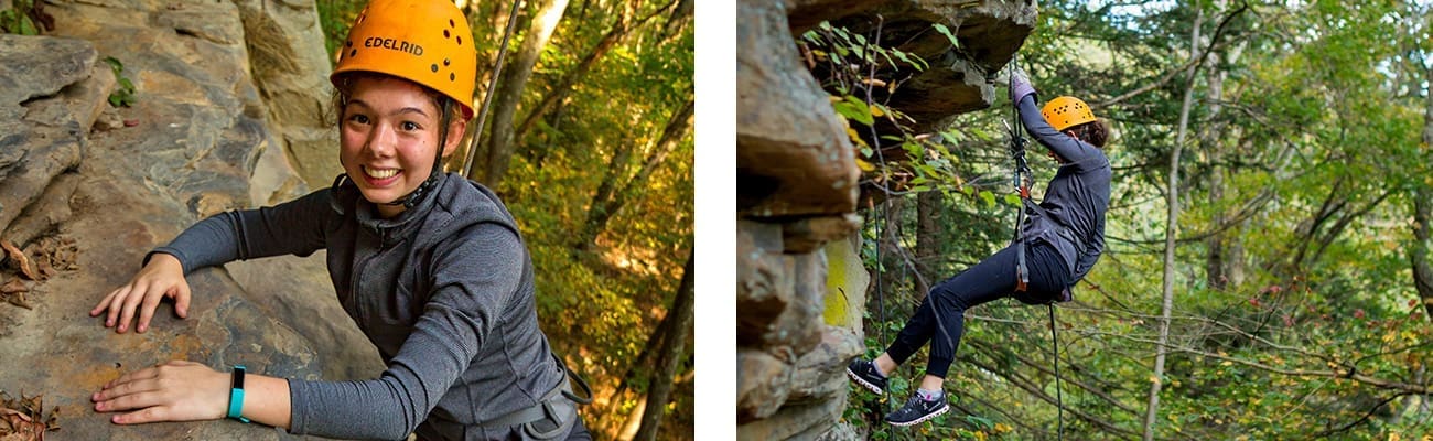 Beginner guided rock climbing in the upper New River Gorge with ACE Adventure Resort.