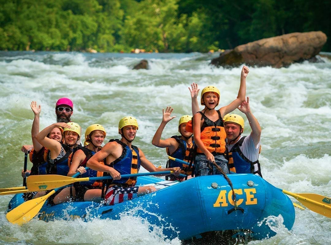 Group rafting the lower new river