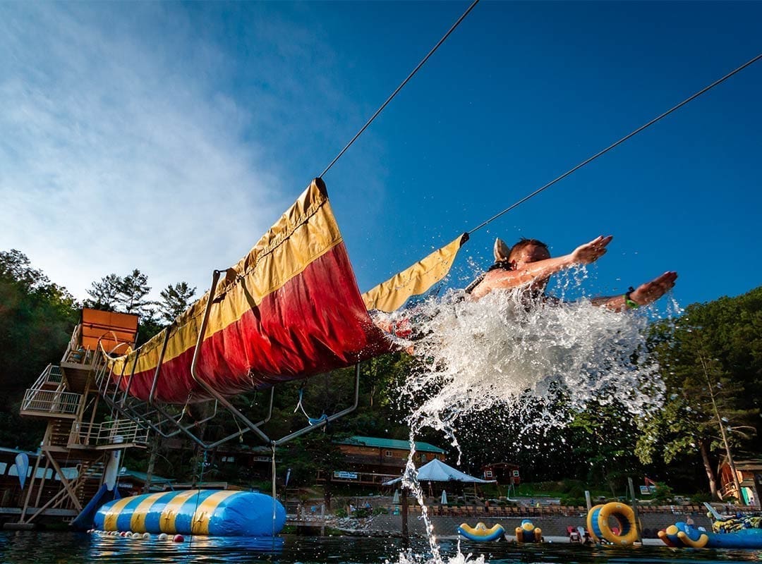 Guest sliding down one of our waterslides