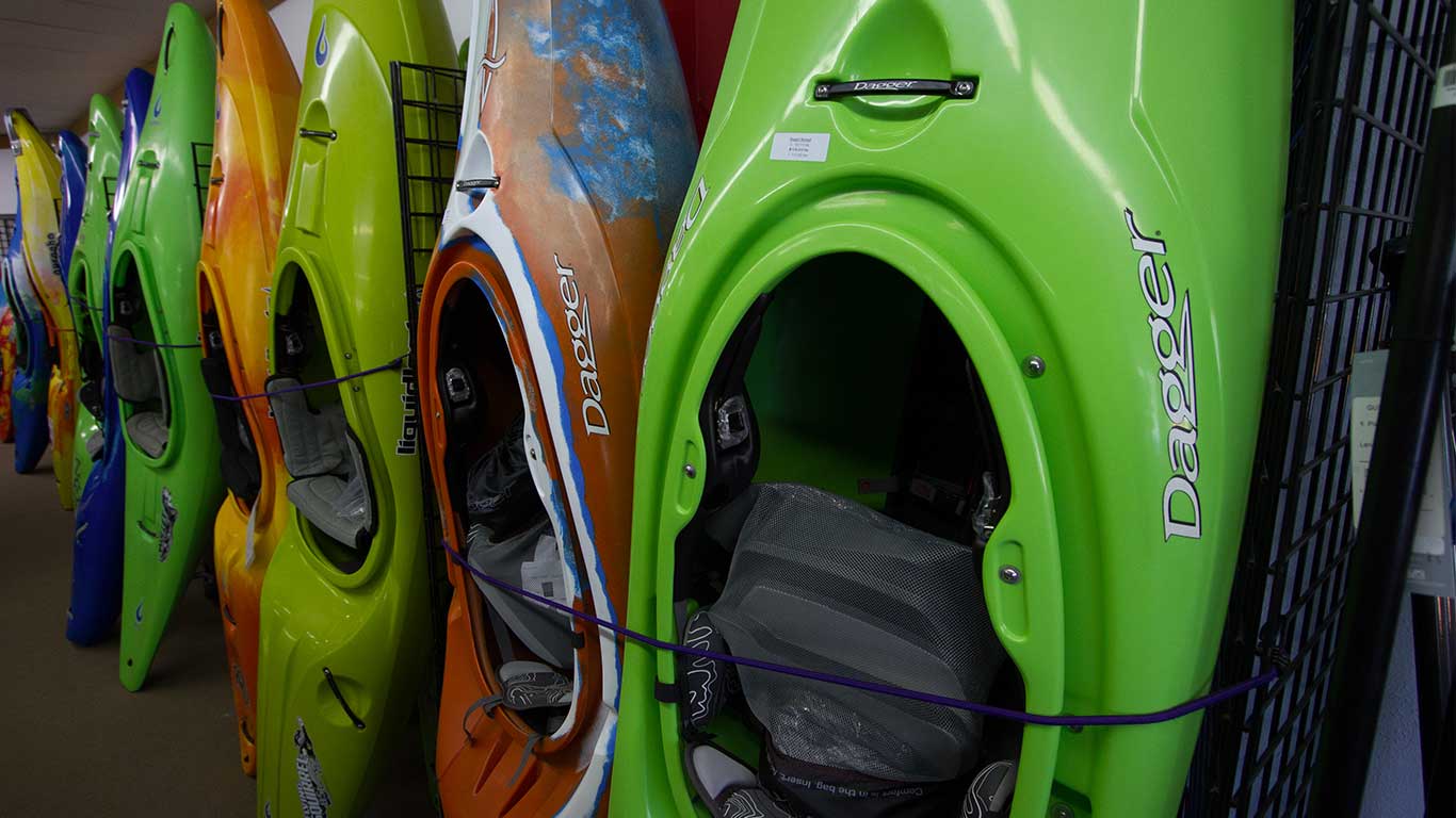 Photo of kayaks at ACE Adventure Gear Shop