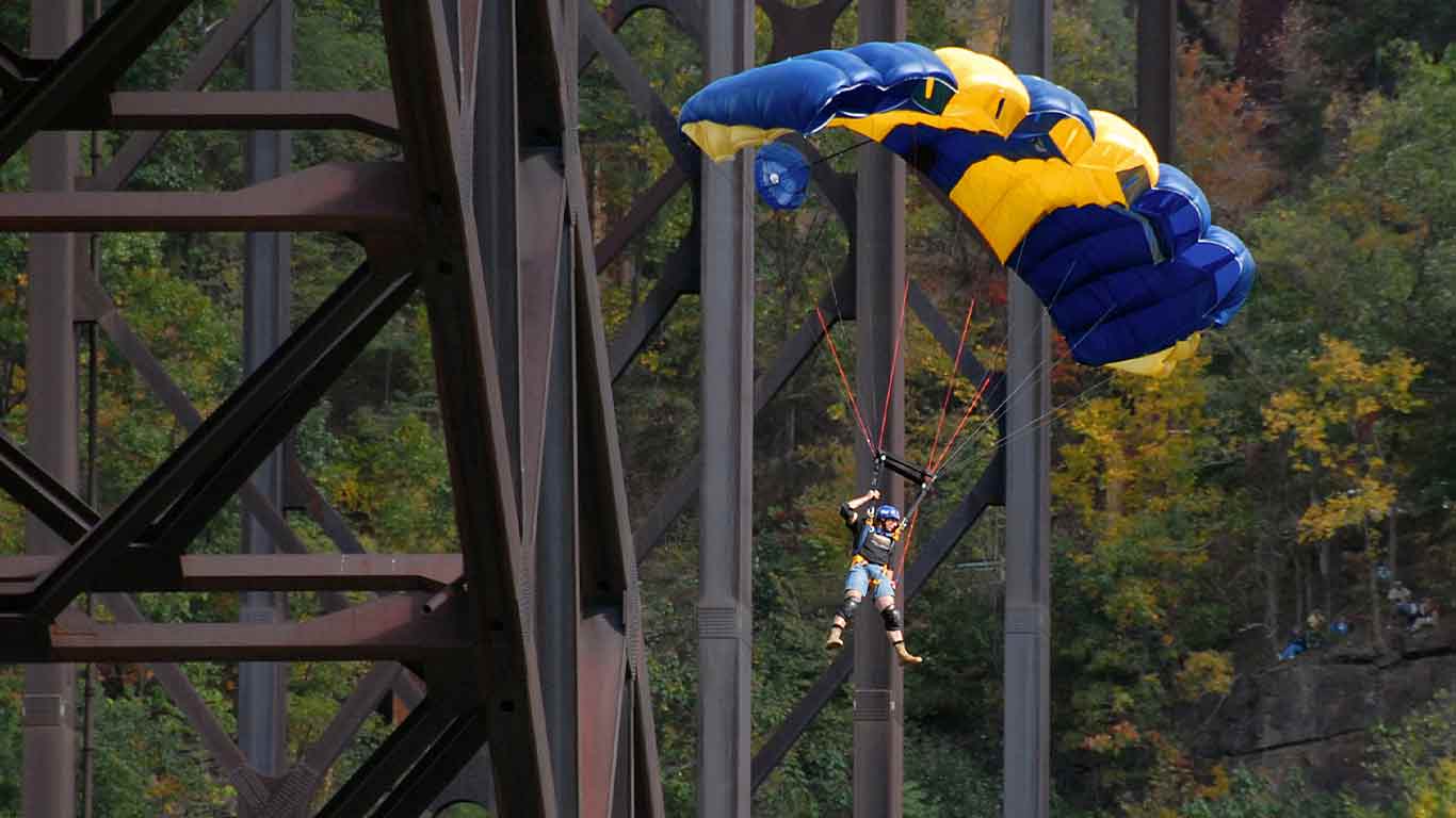 New River Gorge Bridge and base jumper