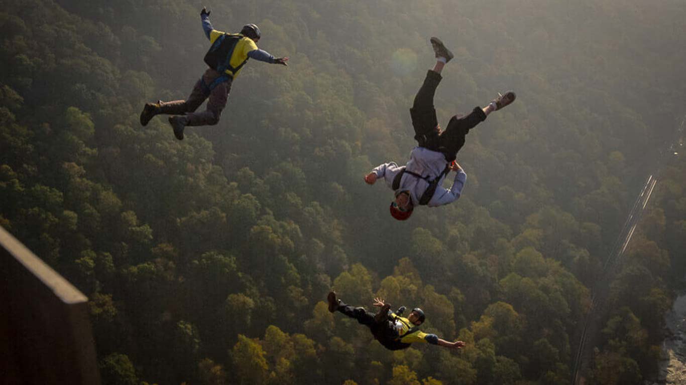 Base jumpers on Bridge Day