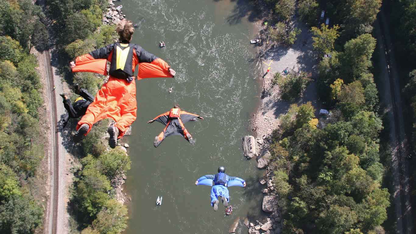 Base jumpers on Bridge Day