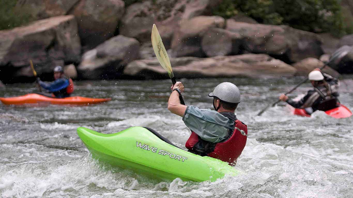 Paddler in a kayak on the New River