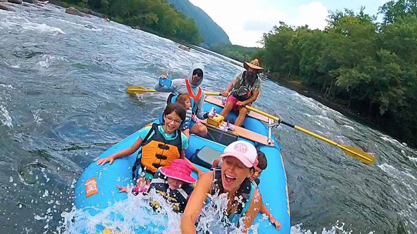 Family enjoying Upper New Rafting Trip
