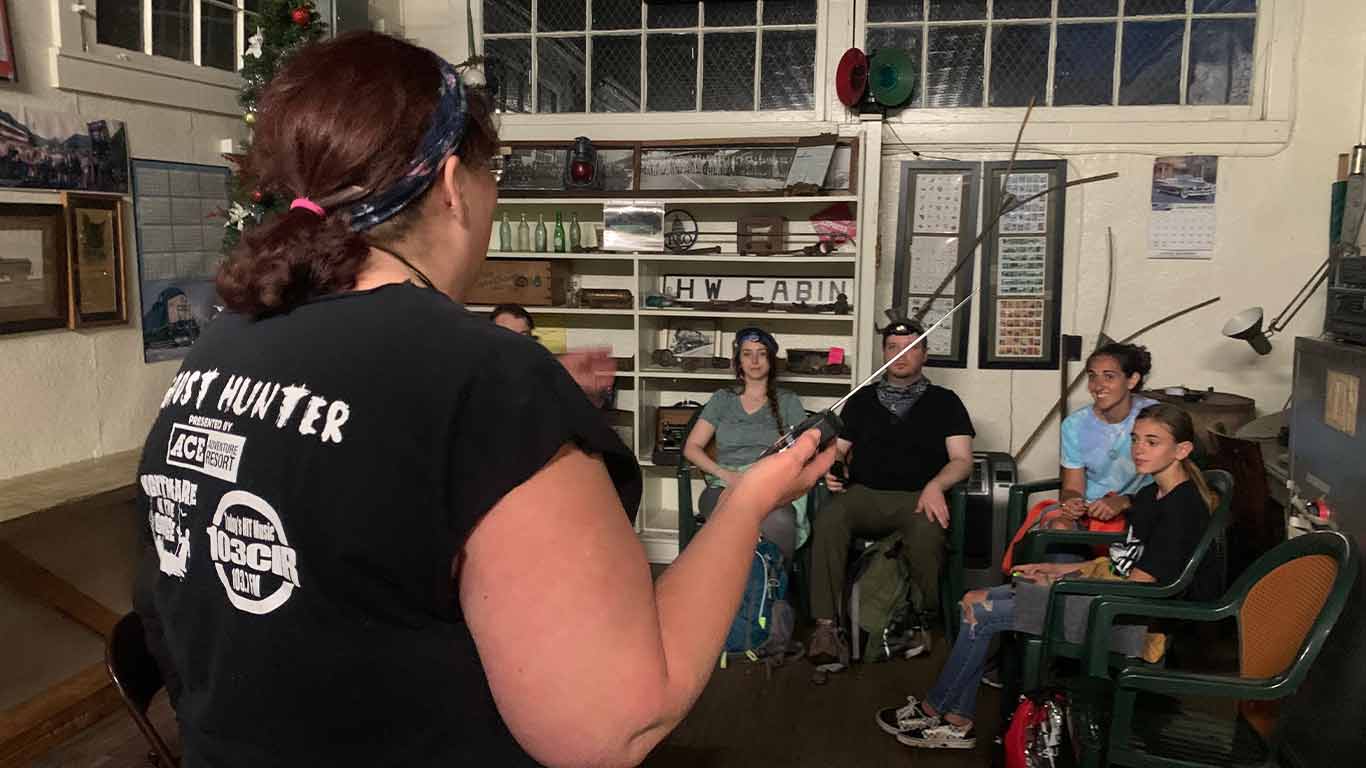 Group sitting down Thurmond Ghost Hunt
